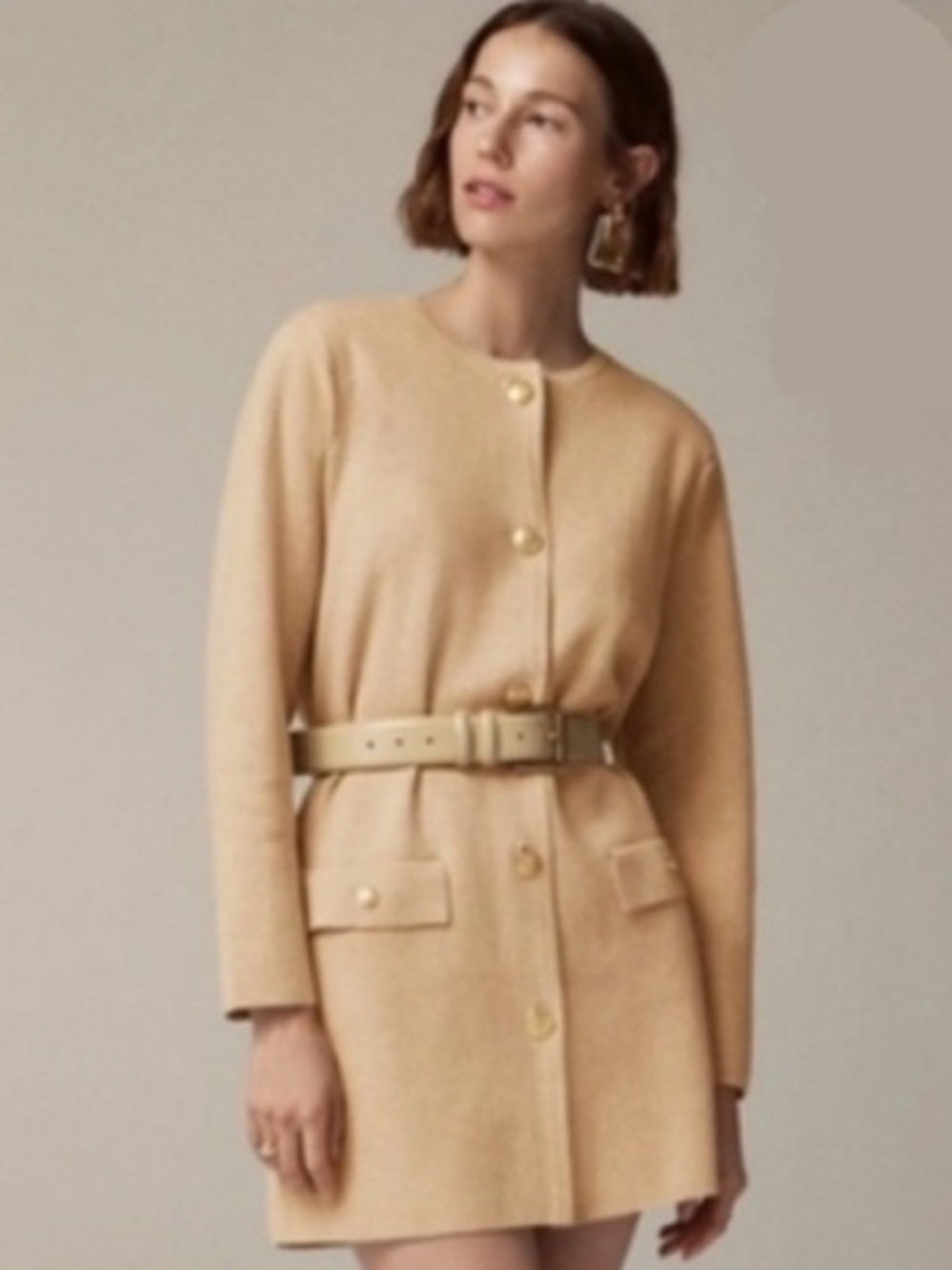 J. Crew Long Giselle Sweater Blazer Dress Cardigan Women’s Medium Heather Khaki